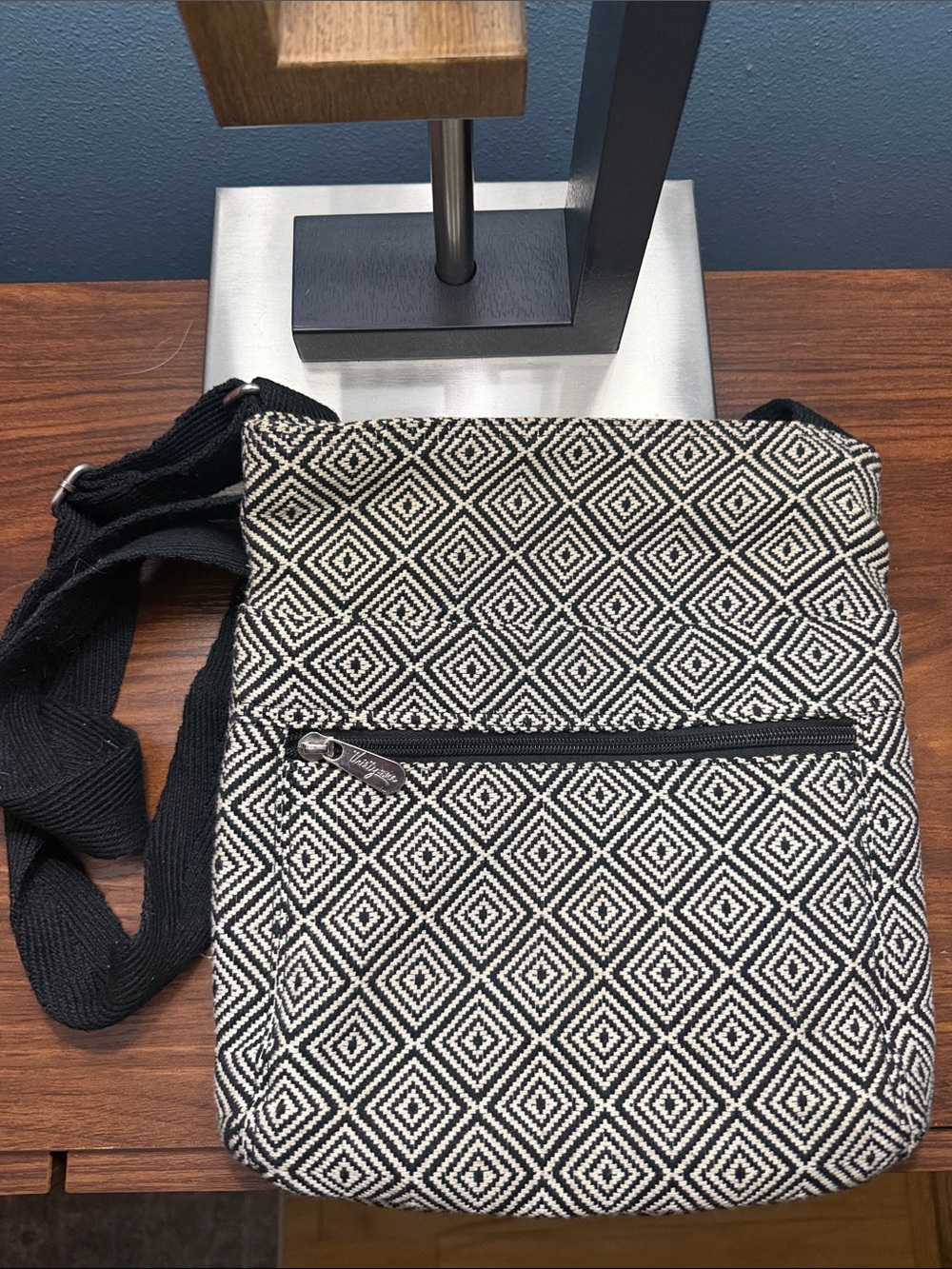 Black & White Geometric Crossbody Bag for women